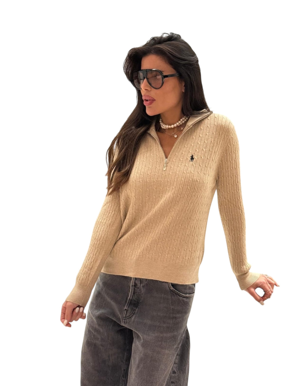 סריג צמות שילוב רוכסן