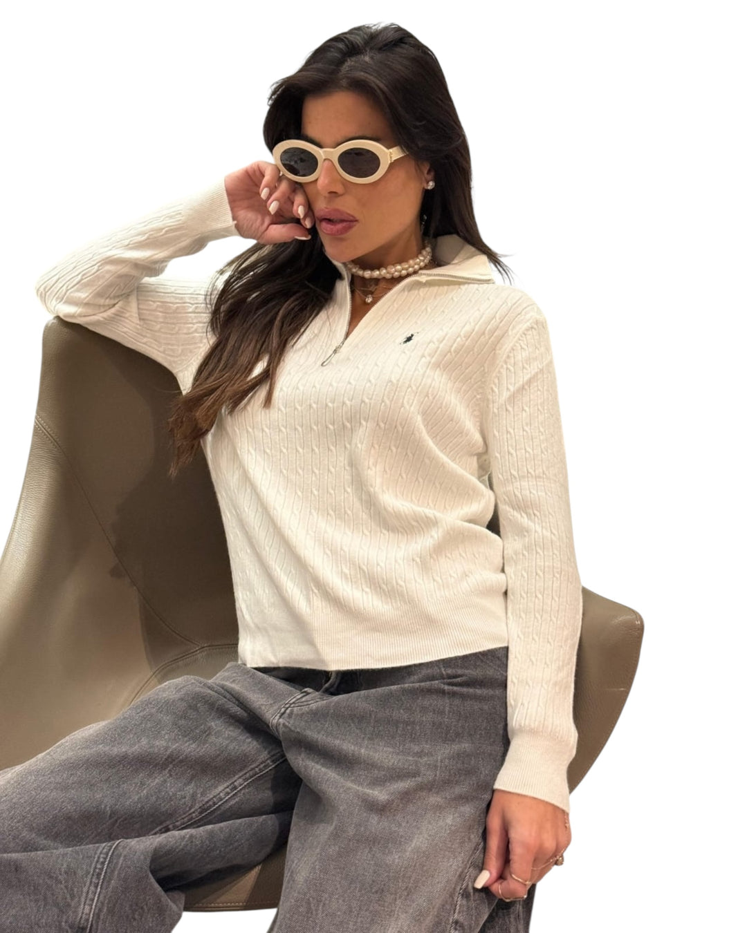 סריג צמות שילוב רוכסן