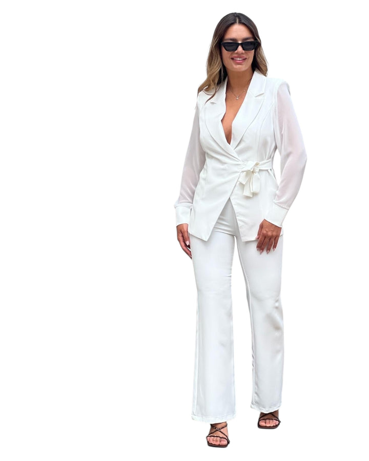 חליפת ערב מעטפת שילוב שרוול שיפון