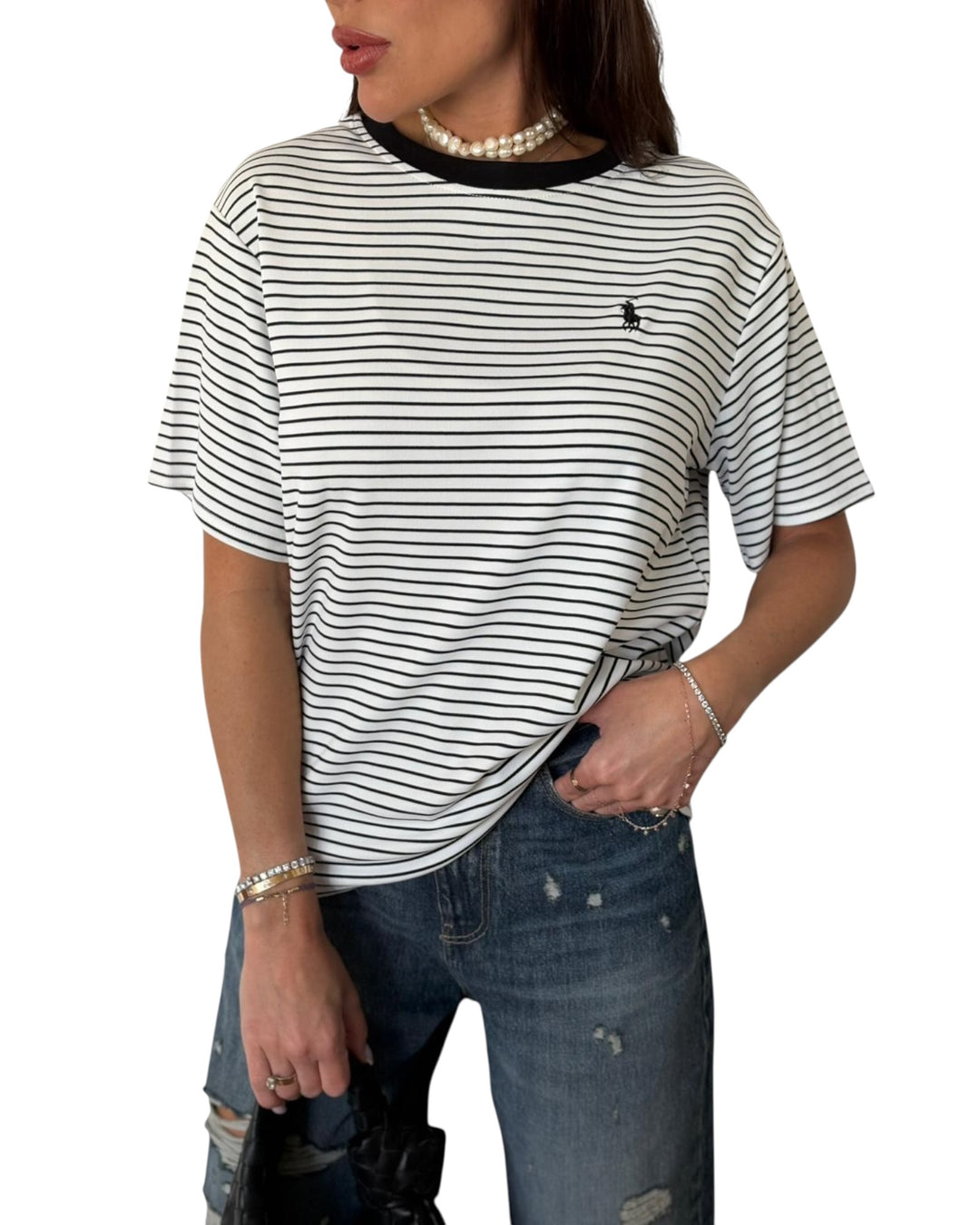 חולצת POLO אובר סאייז פסים