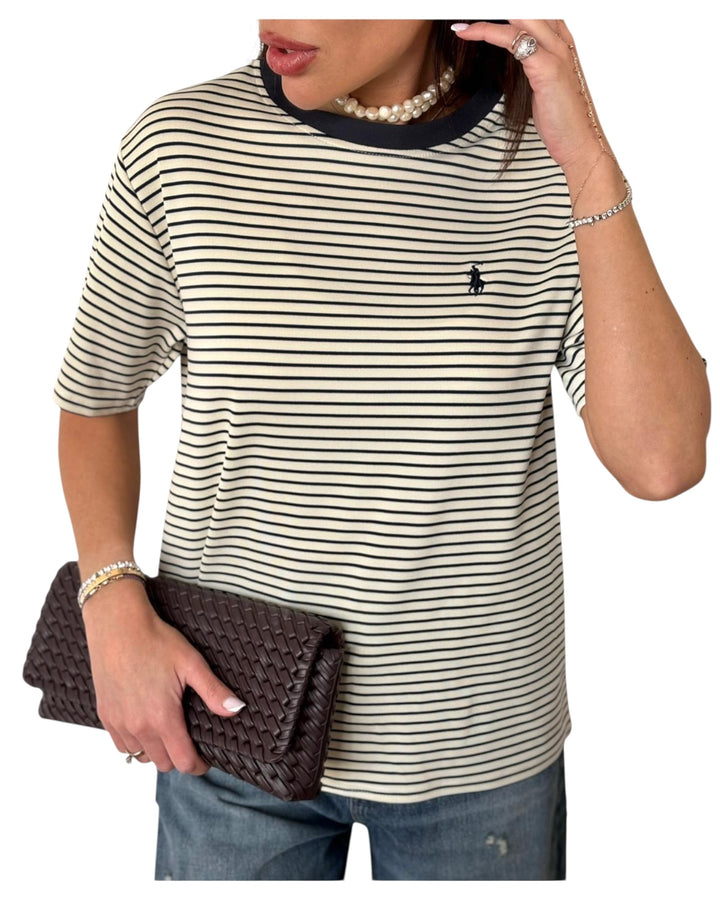 חולצת POLO אובר סאייז פסים