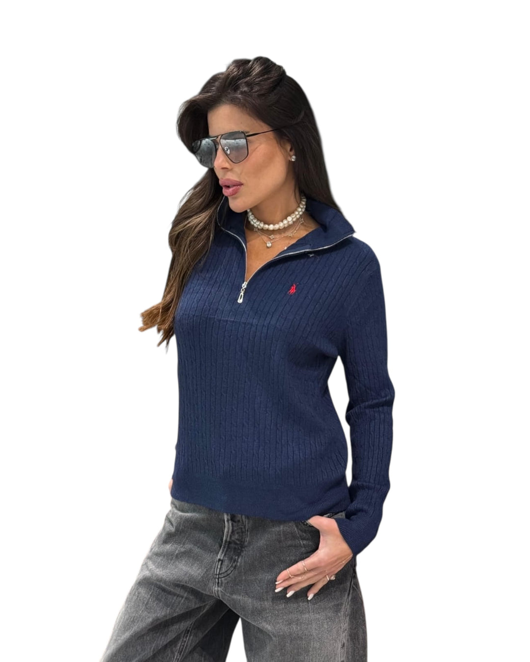 סריג צמות שילוב רוכסן