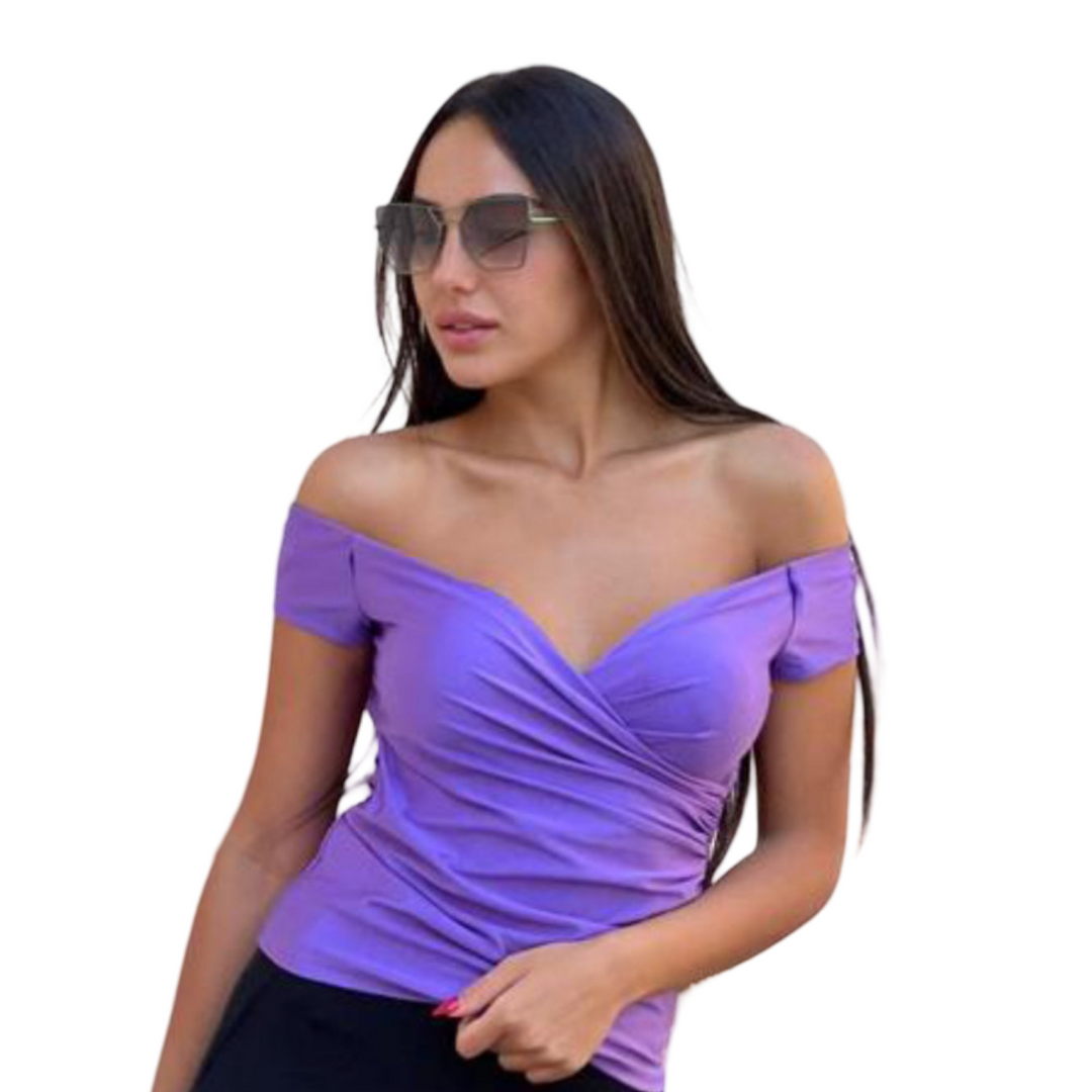 חולצת כיווצים ריטה בד מבריק