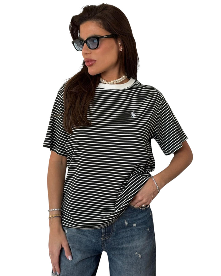 חולצת POLO אובר סאייז פסים
