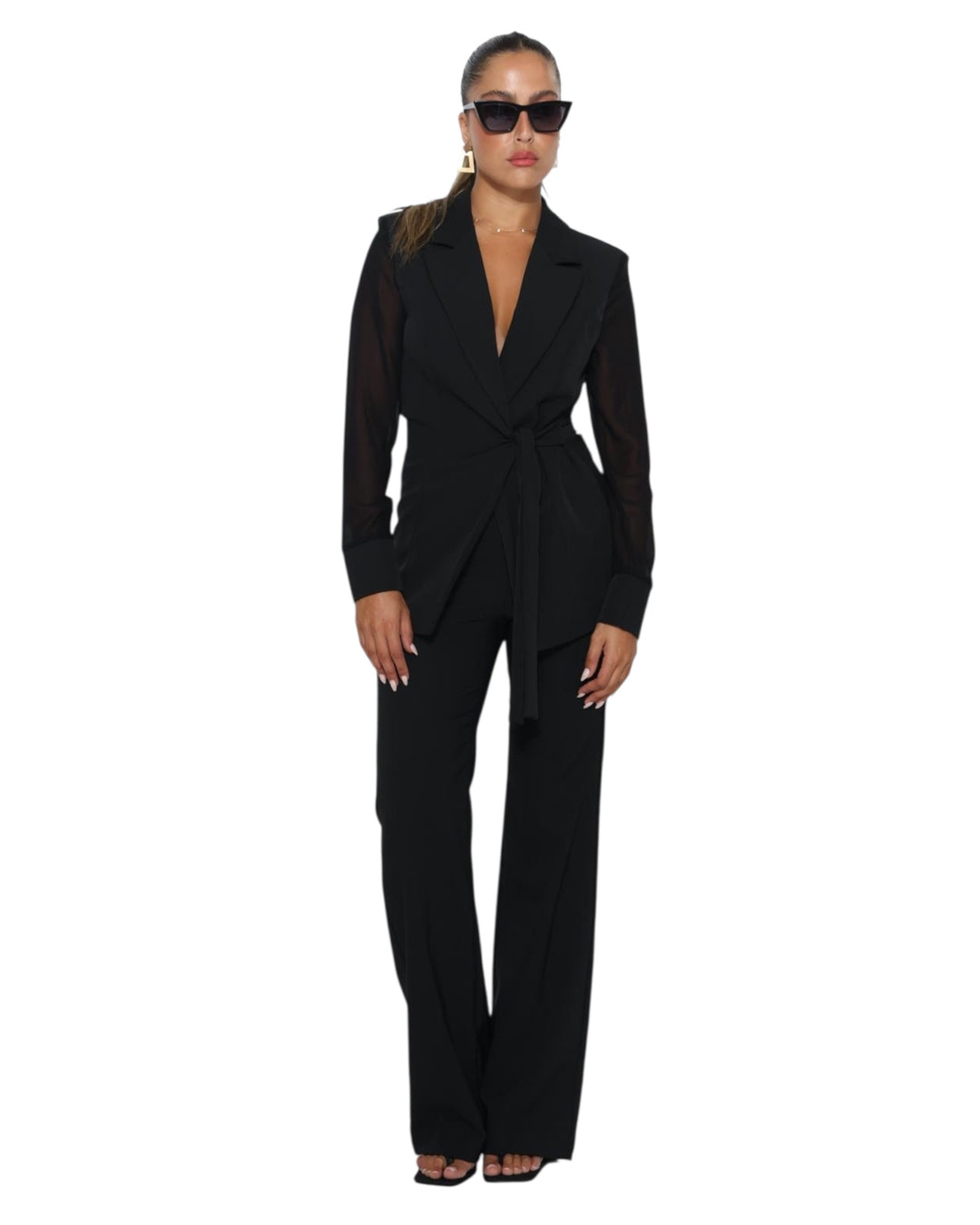 חליפת ערב מעטפת שילוב שרוול שיפון