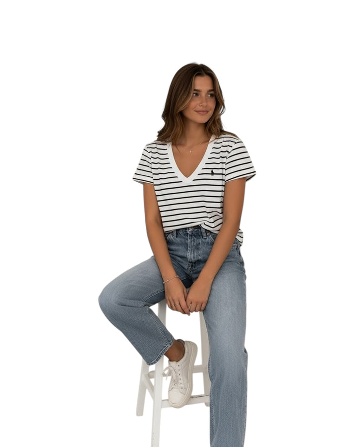 חולצת POLO פסים פשתן רך