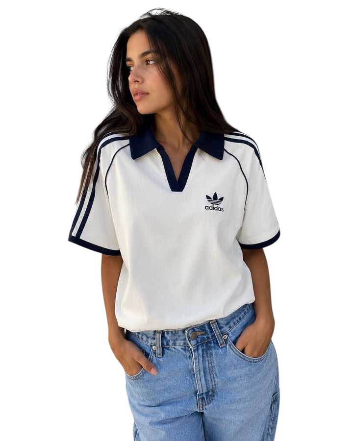 חולצת כותנה צווארון שילוב