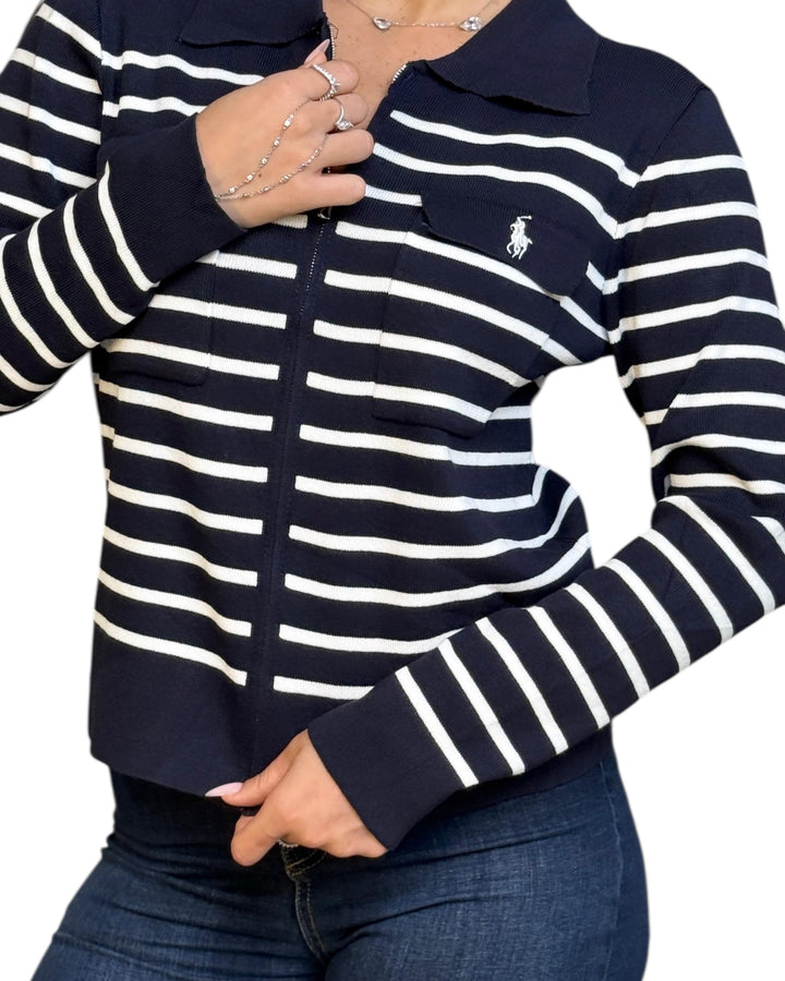 סריג POLO רוכסן שילוב כיס