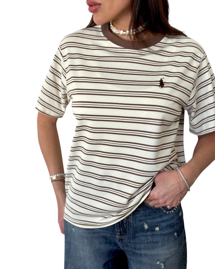 חולצת POLO פסים בד פיקה
