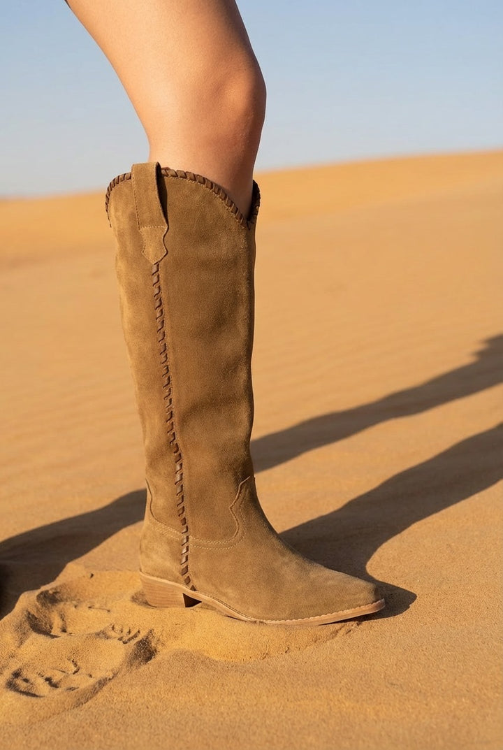 מגף ג׳מס גבוה שילוב ריקמה