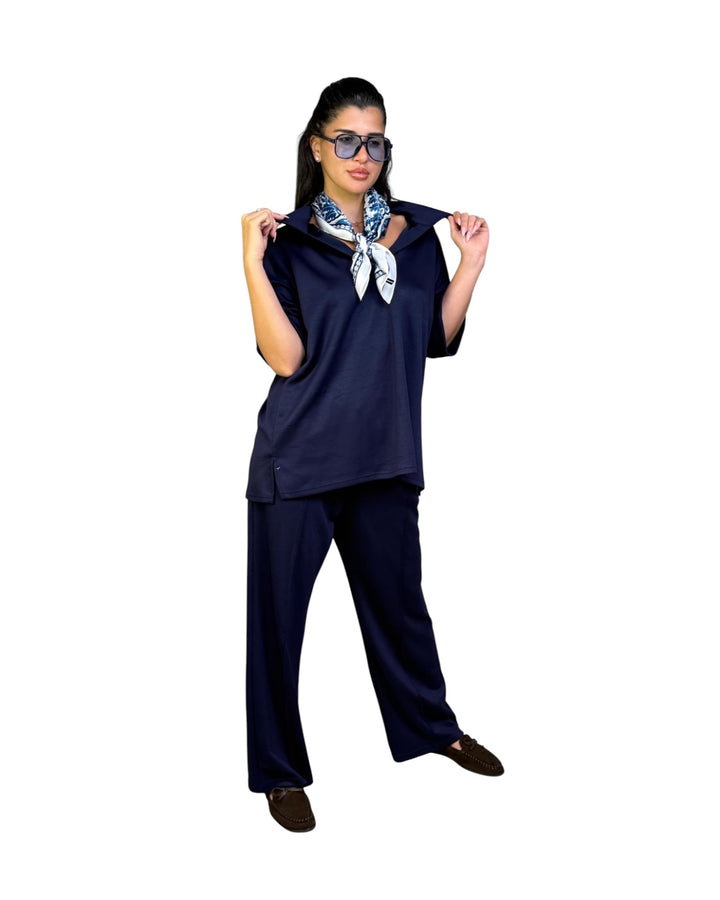 חליפת מודל אובר סאייז צווארון שילוב צעיף קיץ