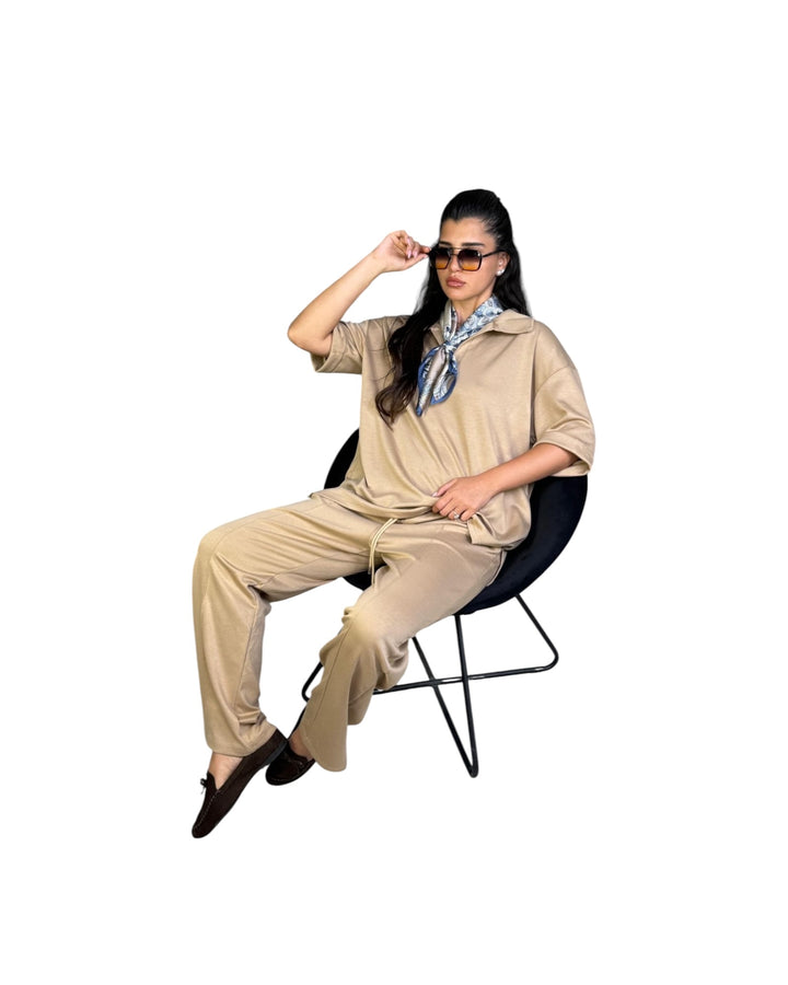 חליפת מודל אובר סאייז צווארון שילוב צעיף קיץ