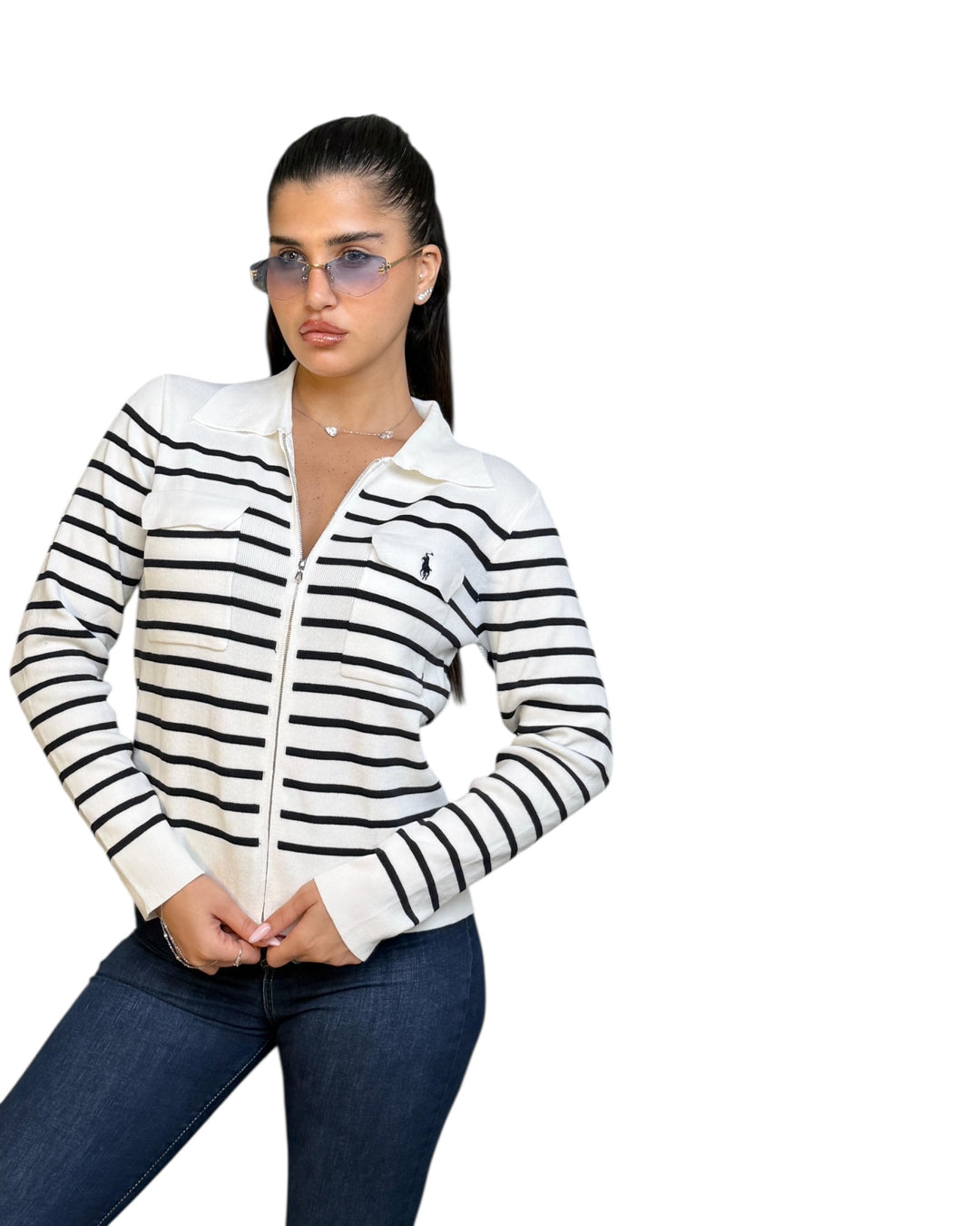 סריג POLO רוכסן שילוב כיס