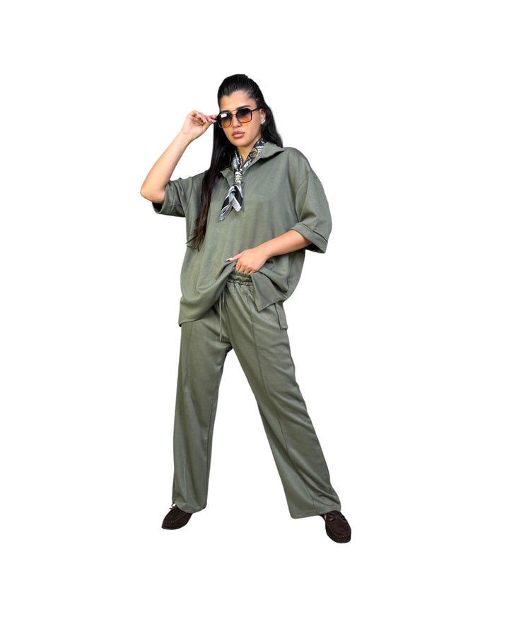 חליפת מודל אובר סאייז צווארון שילוב צעיף קיץ