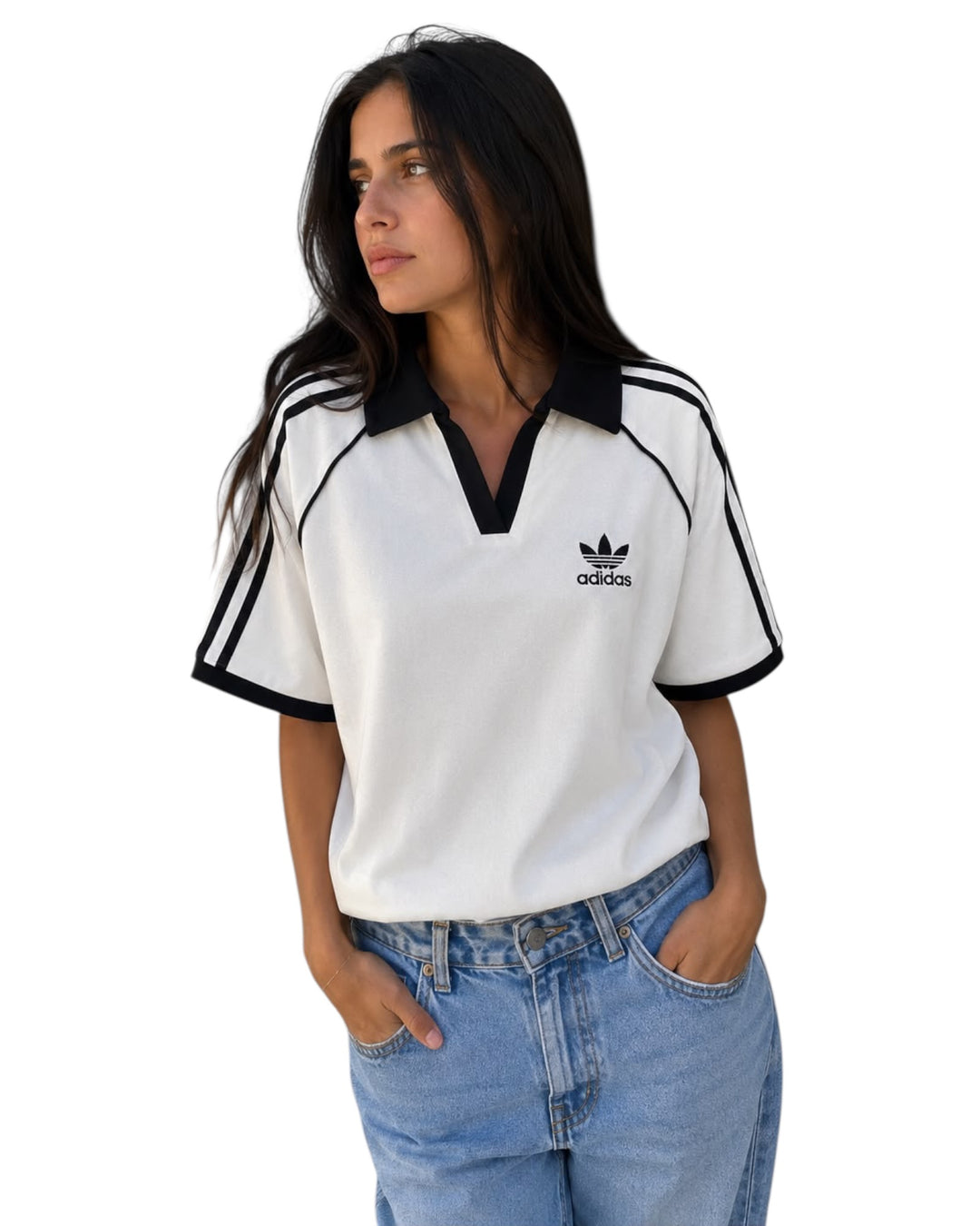 חולצת כותנה צווארון שילוב