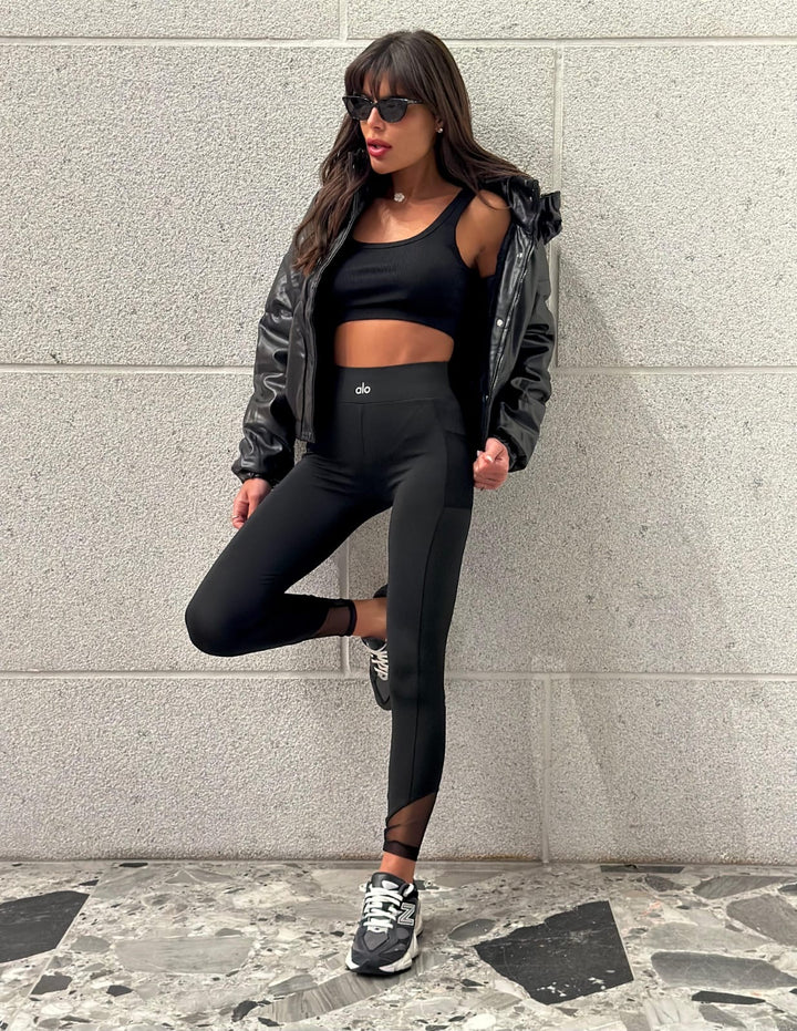 טייץ מחטב גבוהה שילוב כיס שקוף