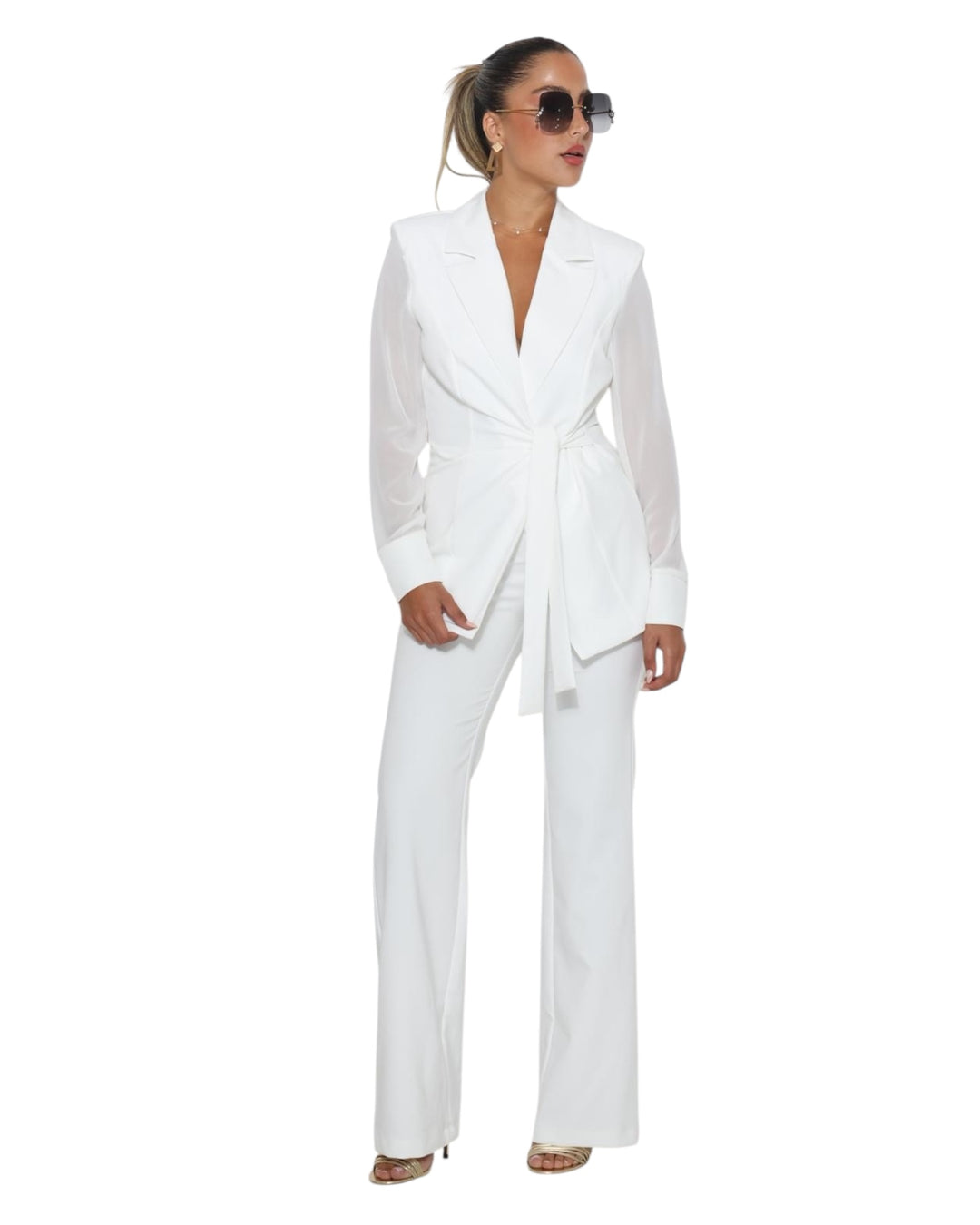 חליפת ערב מעטפת שילוב שרוול שיפון