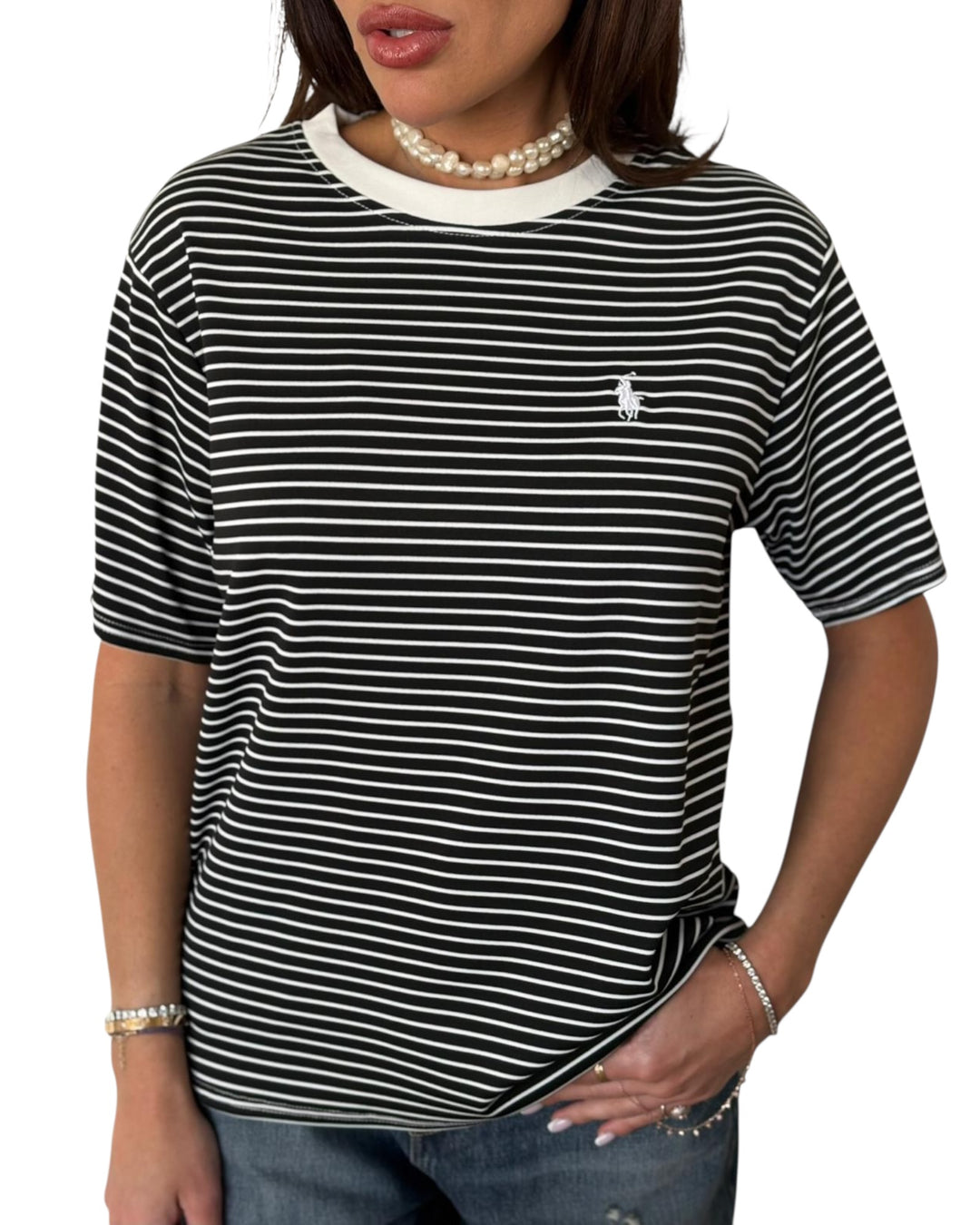 חולצת POLO אובר סאייז פסים