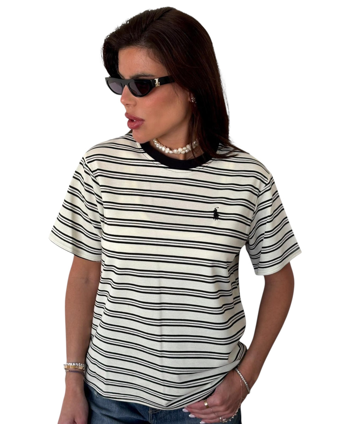 חולצת POLO פסים בד פיקה