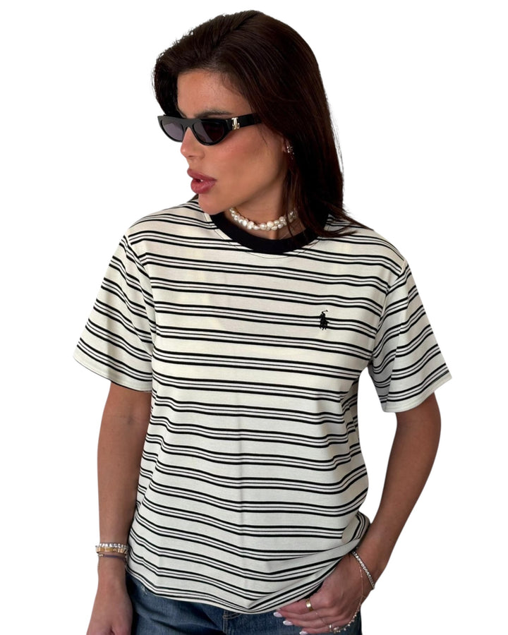חולצת POLO פסים בד פיקה