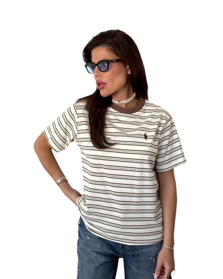 חולצת POLO פסים בד פיקה