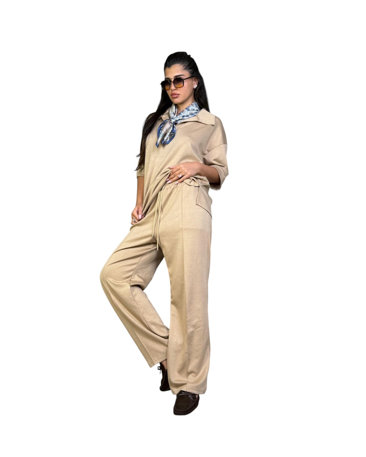 חליפת מודל אובר סאייז צווארון שילוב צעיף קיץ