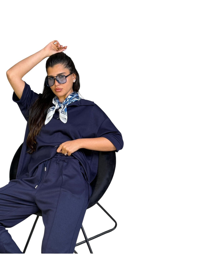 חליפת מודל אובר סאייז צווארון שילוב צעיף קיץ