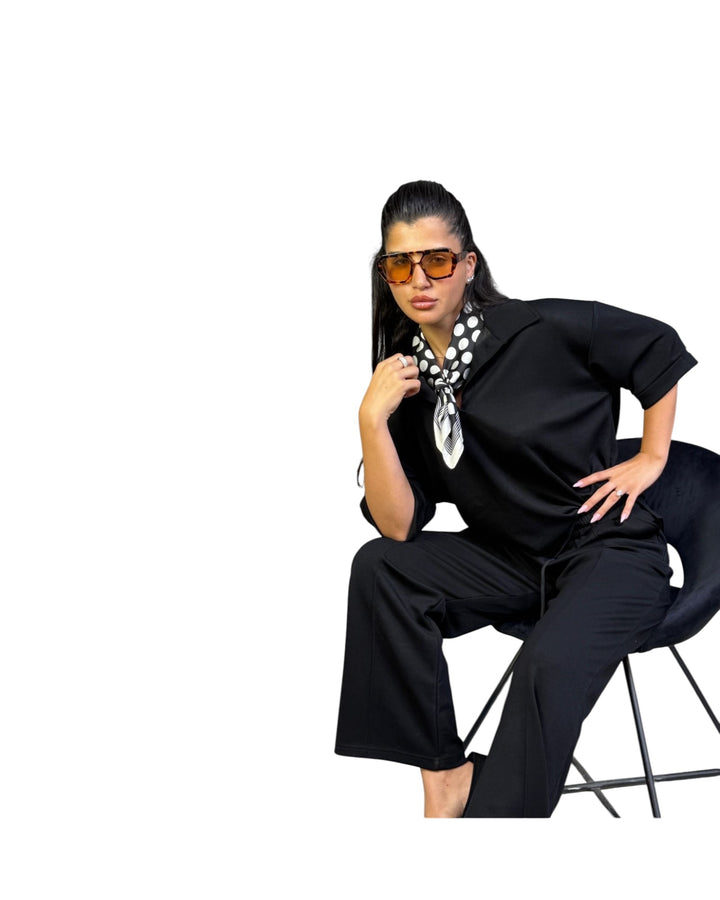 חליפת מודל אובר סאייז צווארון שילוב צעיף קיץ