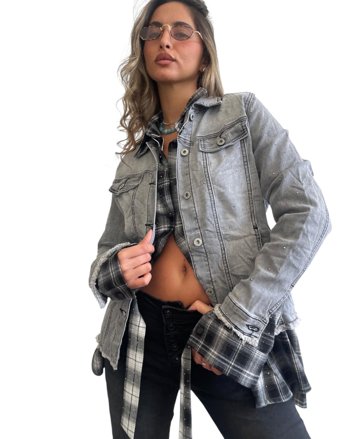 ג׳קט ג׳ינס שילוב אבנים