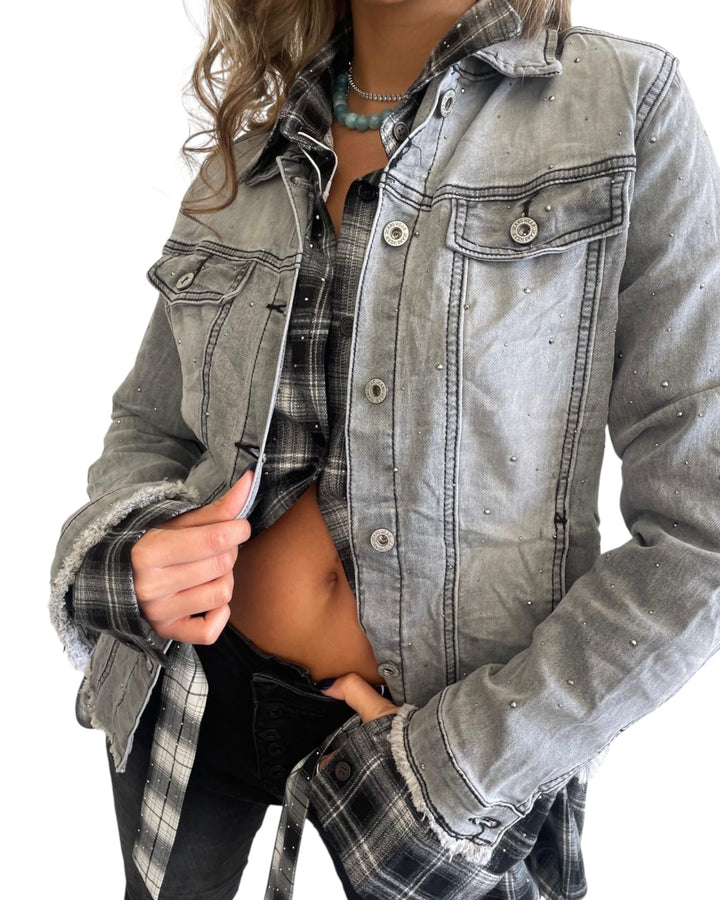 ג׳קט ג׳ינס שילוב אבנים