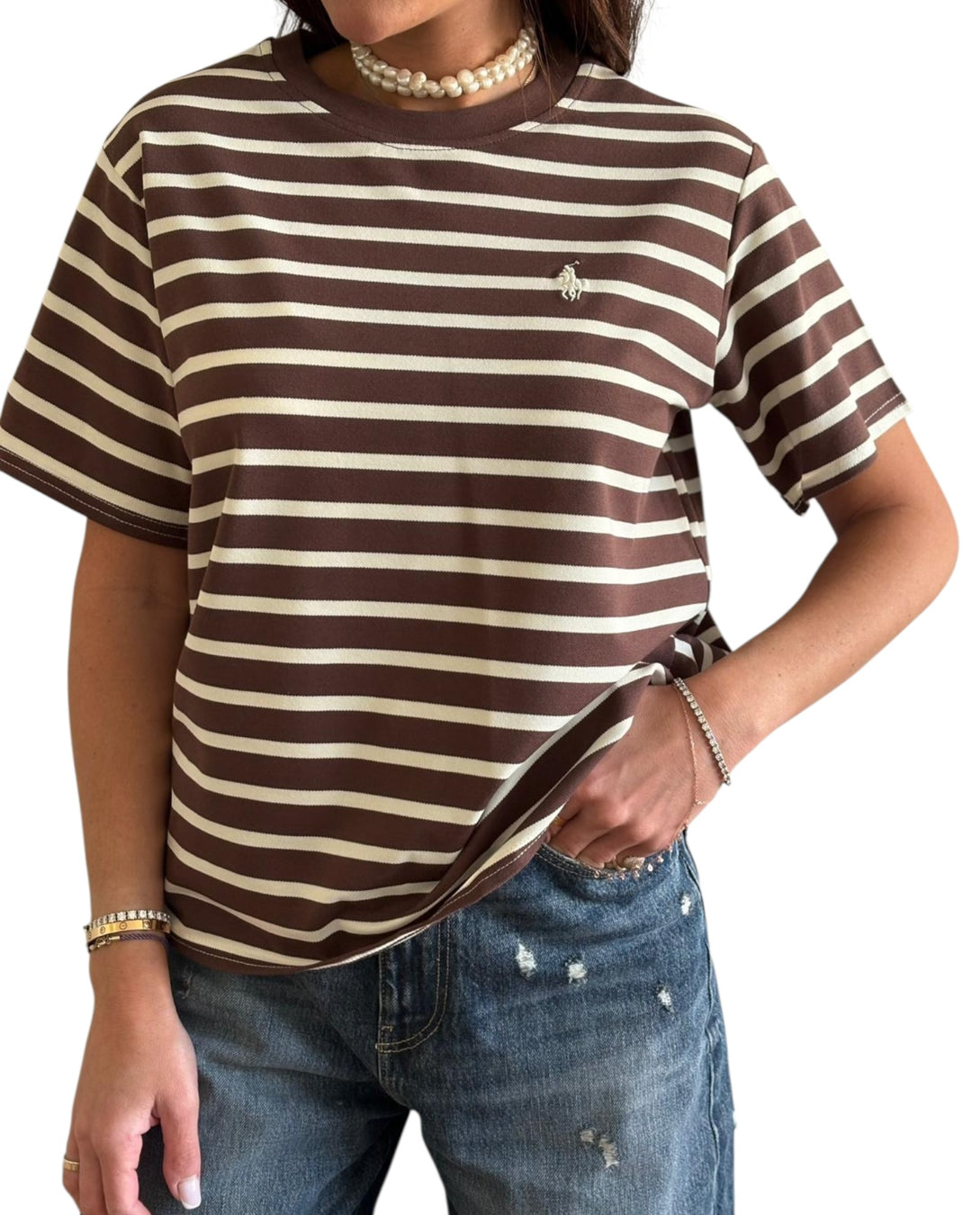 חולצת POLO פסים בד פיקה