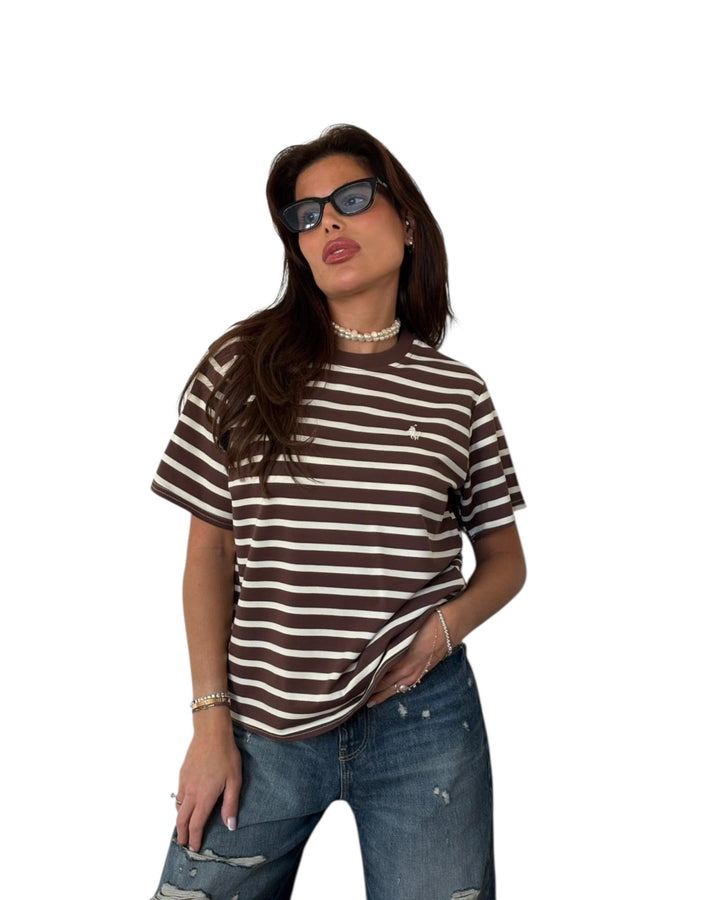 חולצת POLO פסים בד פיקה