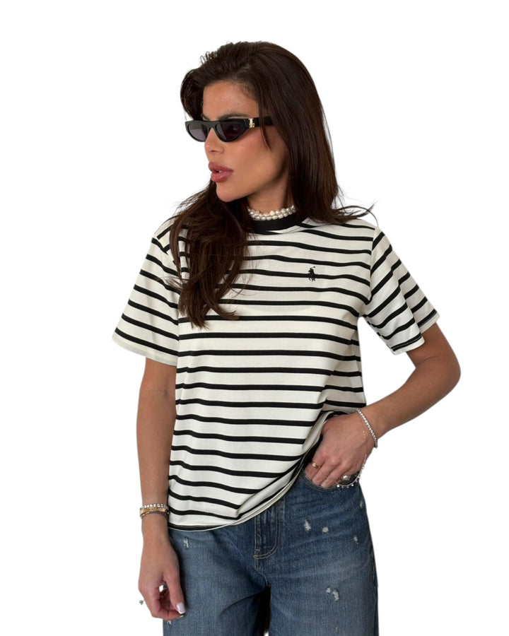 חולצת POLO פסים בד פיקה