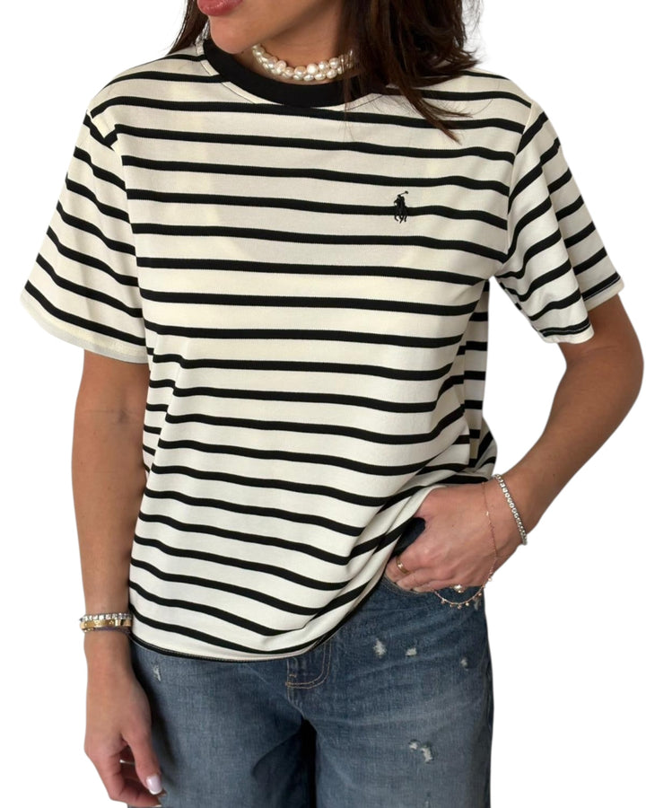 חולצת POLO פסים בד פיקה