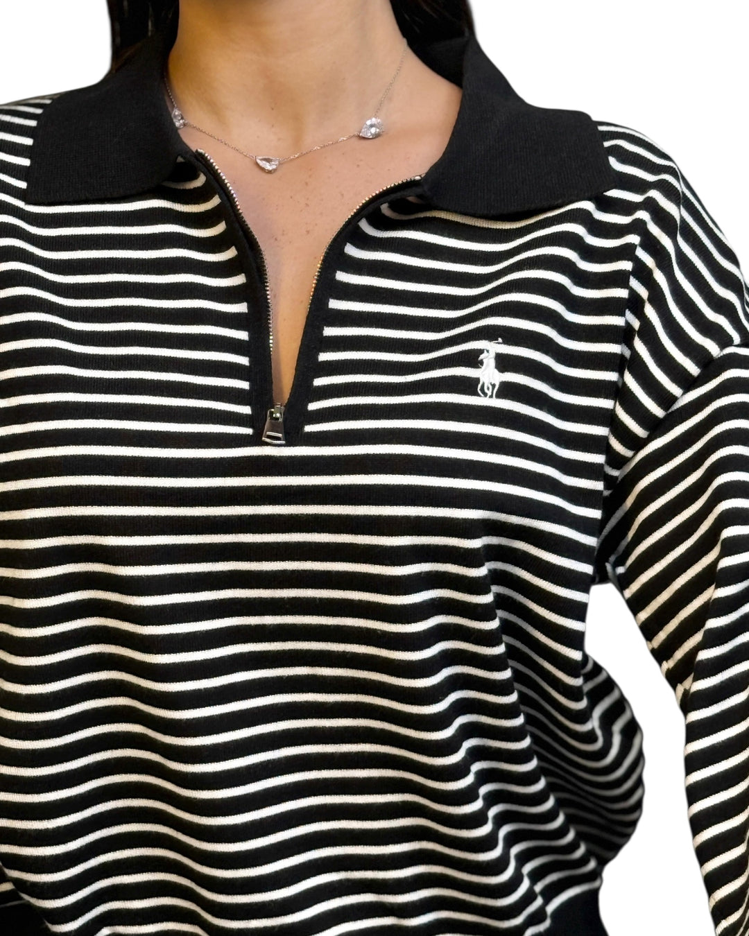 סריג POLO פסים שילוב רוכסן