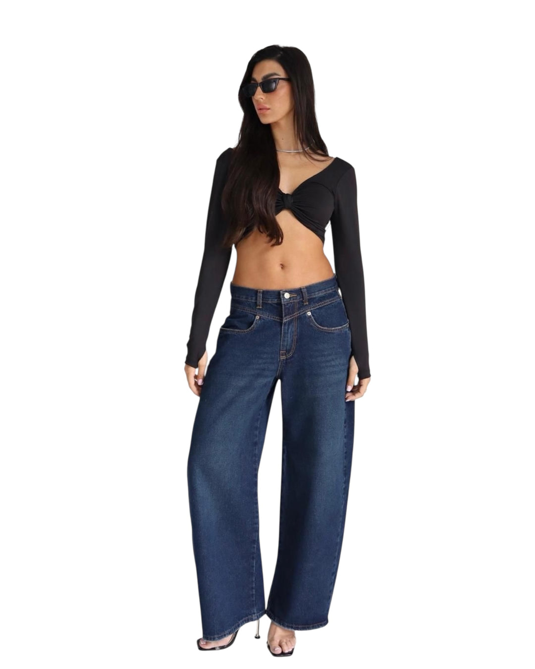 ג׳ינס סקסו רחב שילוב תפרים