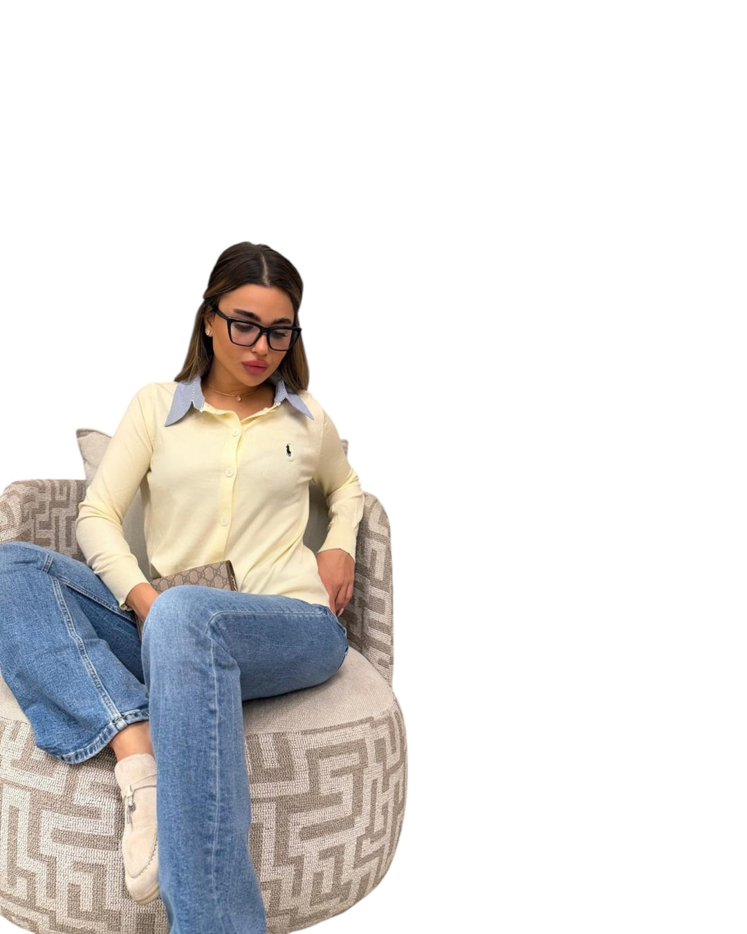 סריג POLO כפתורים שילוב צווארון