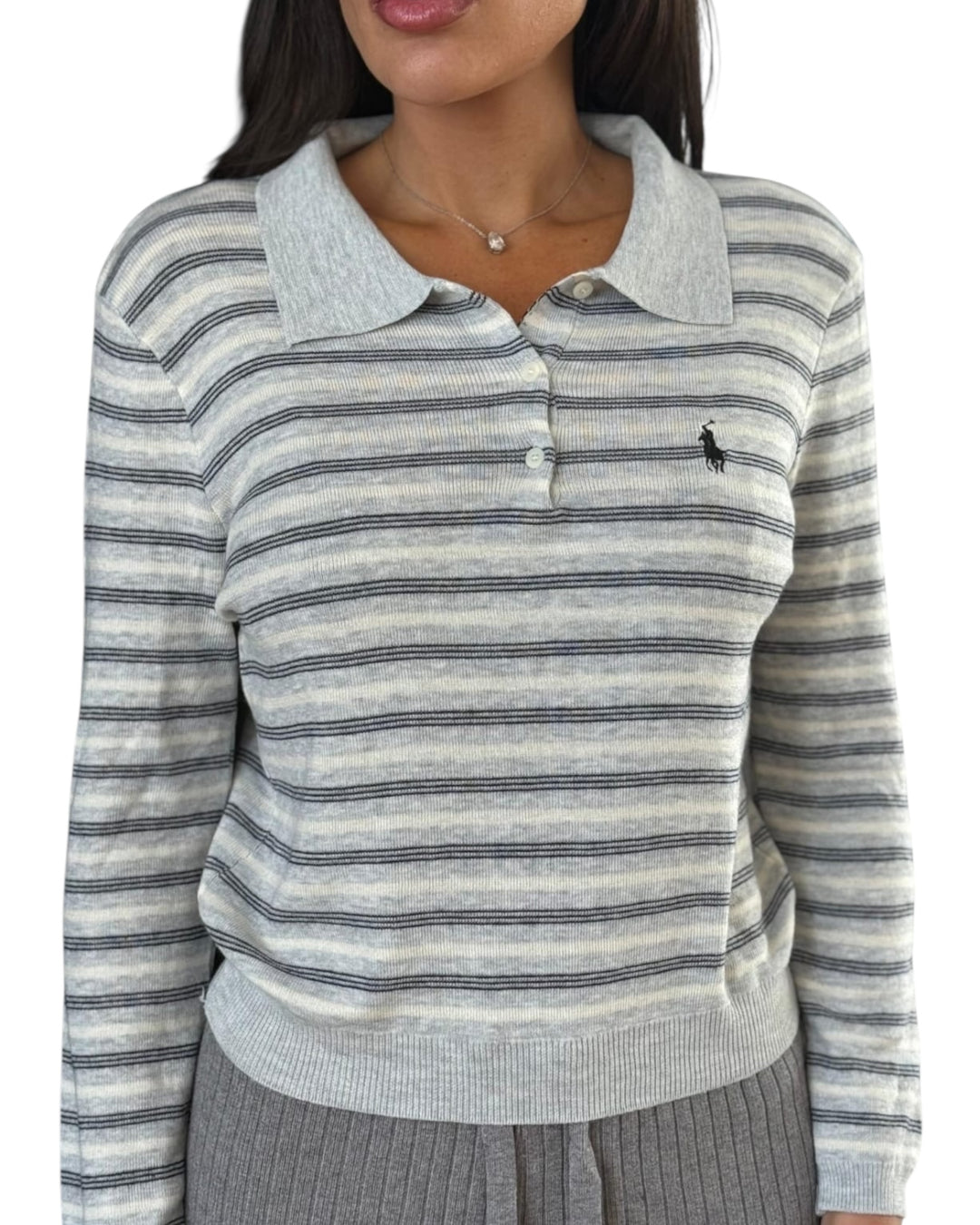 סריג פסים אנגורה POLO שילוב צווארון