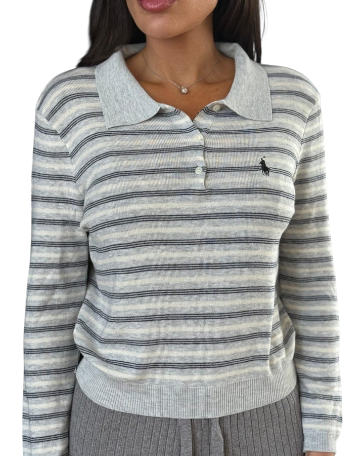סריג פסים אנגורה POLO שילוב צווארון