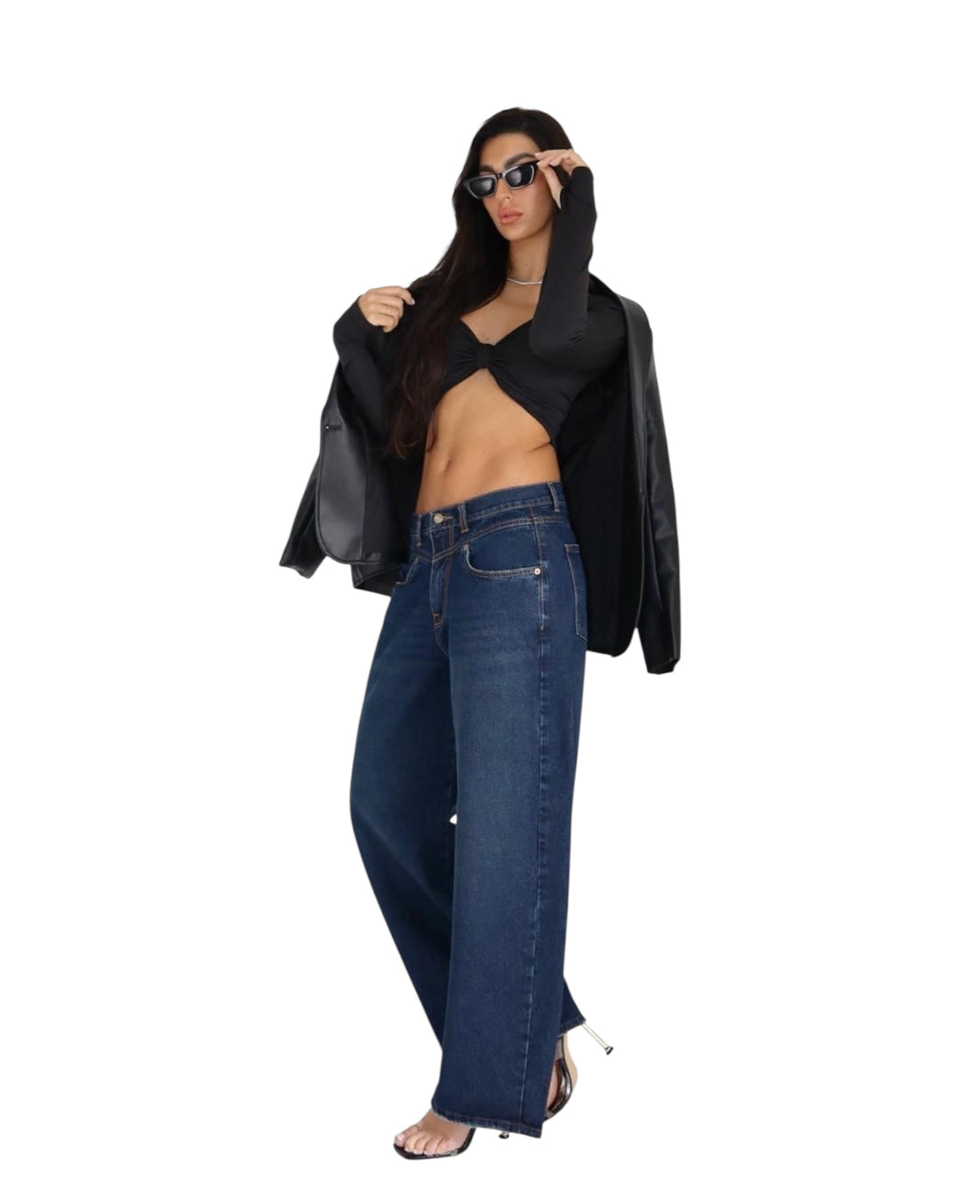 ג׳ינס סקסו רחב שילוב תפרים