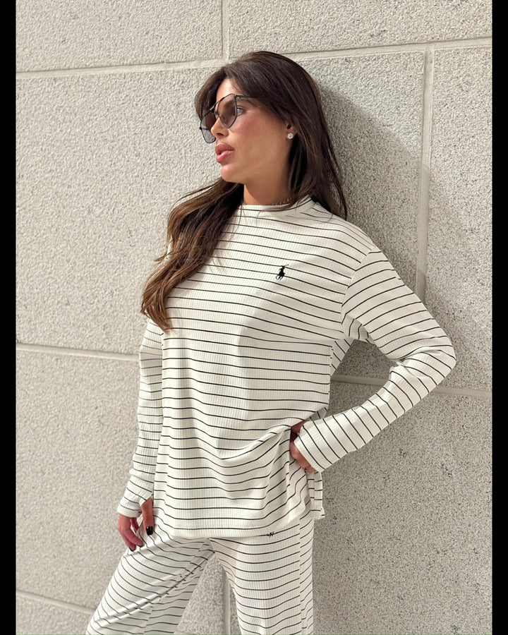 חליפת POLO פסים שילוב כפפה