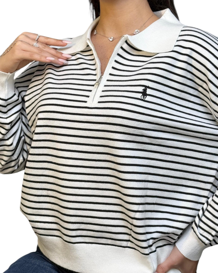 סריג POLO פסים שילוב רוכסן