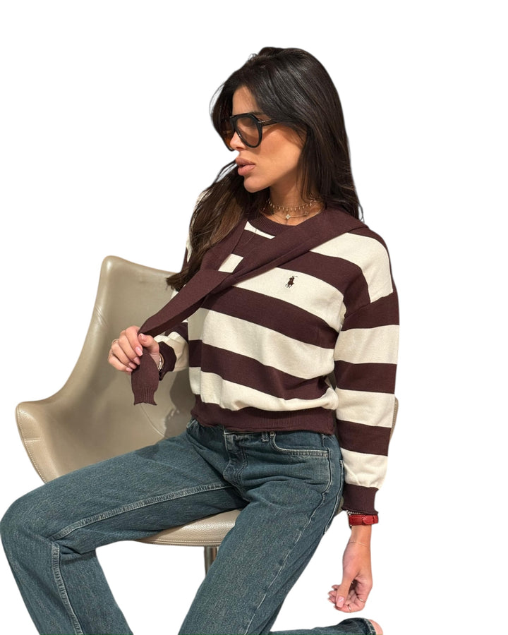 סריג POLO פסים שילוב צעיף