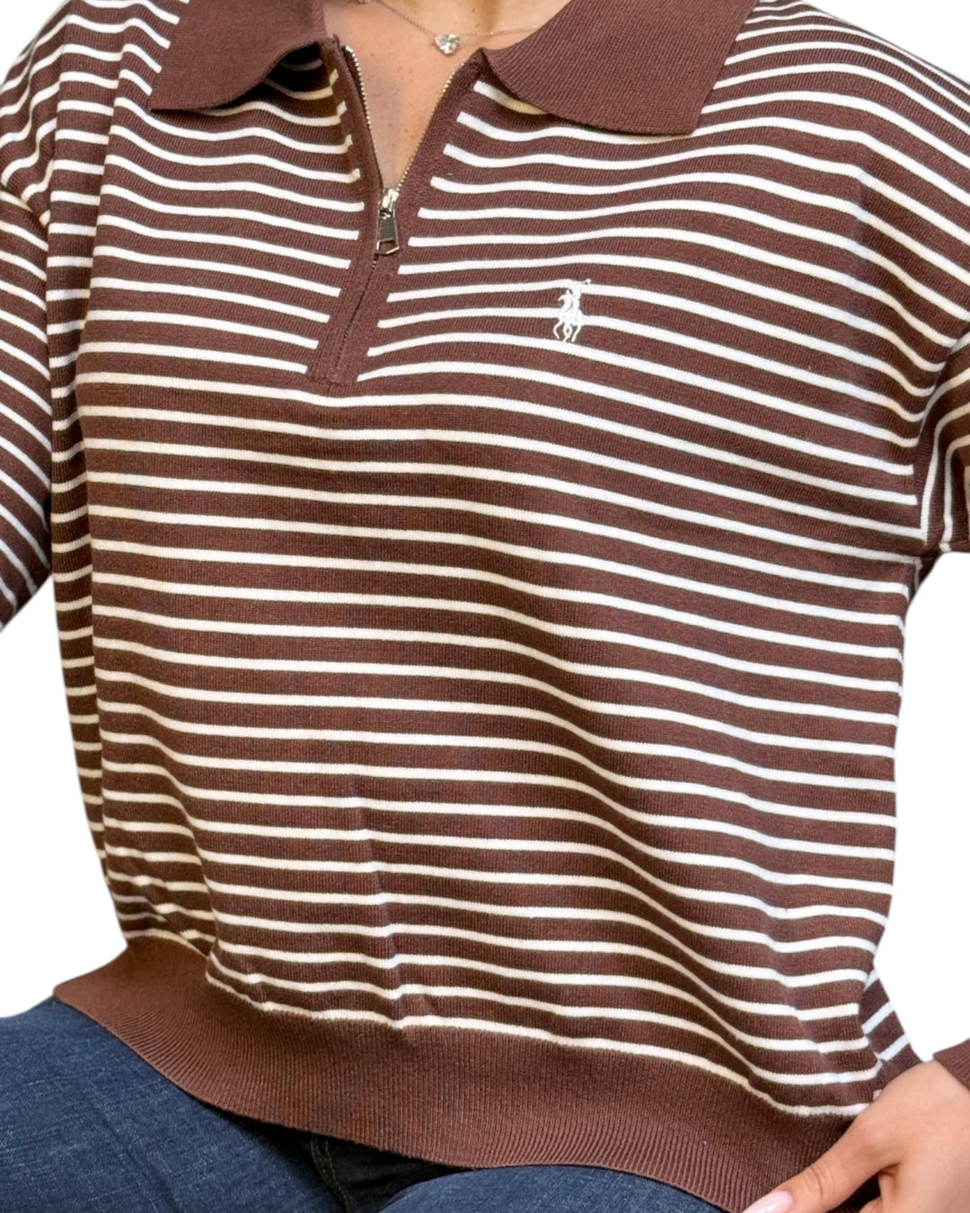 סריג POLO פסים שילוב רוכסן