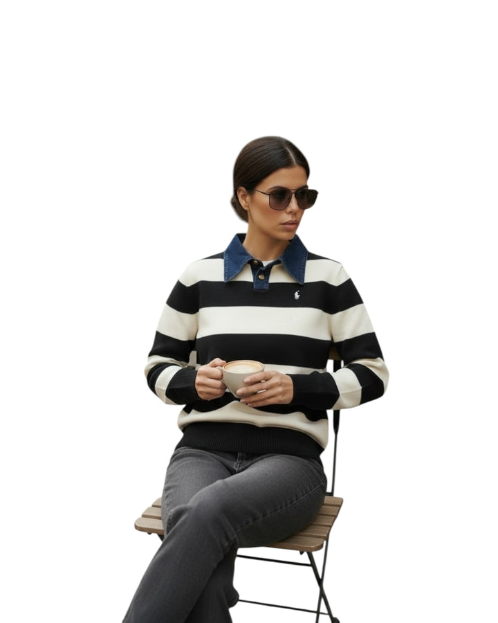 סריג POLO פסים שילוב ג׳ינס