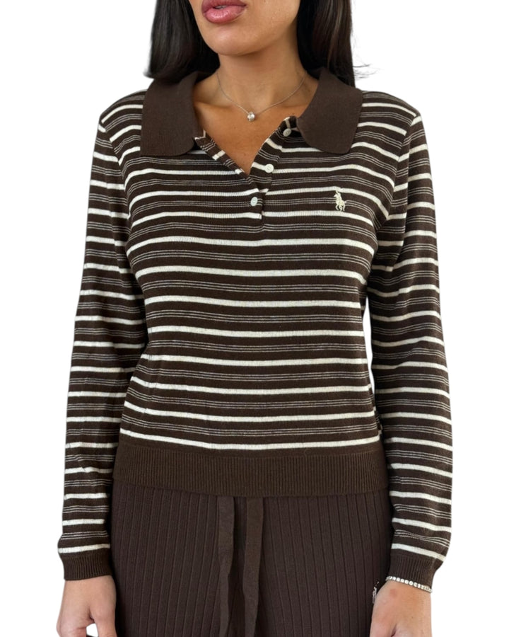 סריג פסים אנגורה POLO שילוב צווארון