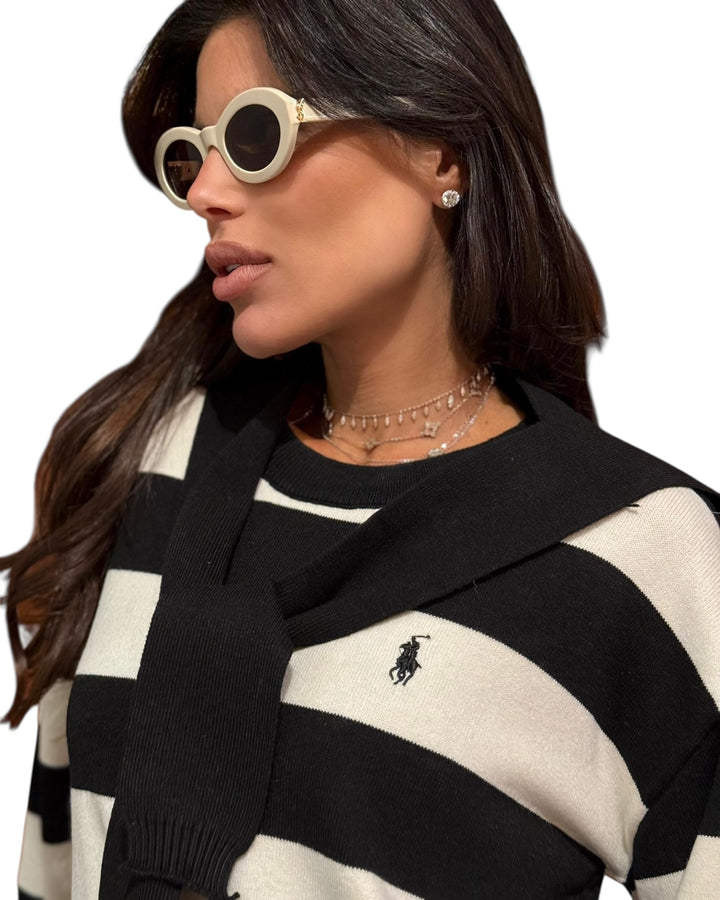 סריג POLO פסים שילוב צעיף