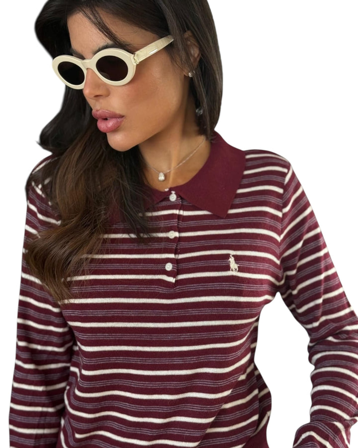 סריג פסים אנגורה POLO שילוב צווארון