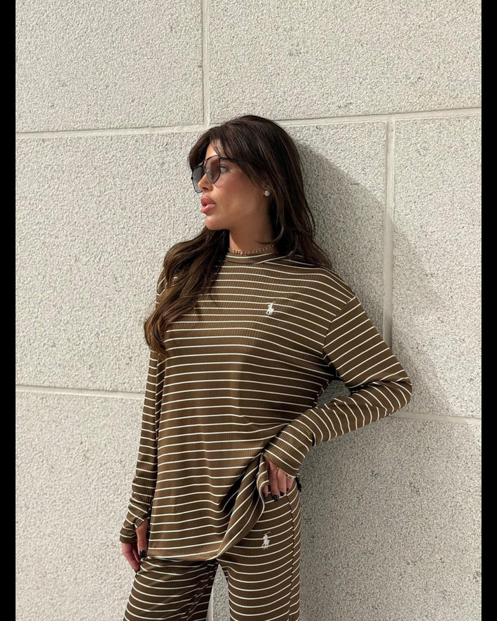 חליפת POLO פסים שילוב כפפה