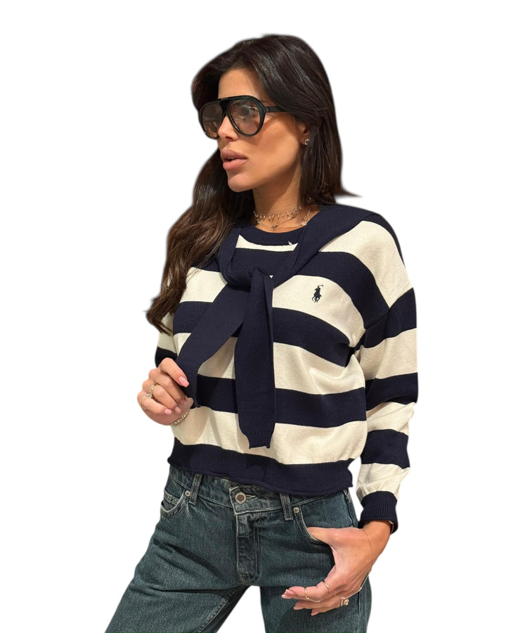 סריג POLO פסים שילוב צעיף